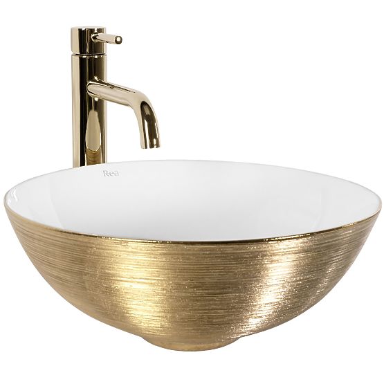 Lavabo senza tempo REA STELLA WHITE GOLD BRUSH