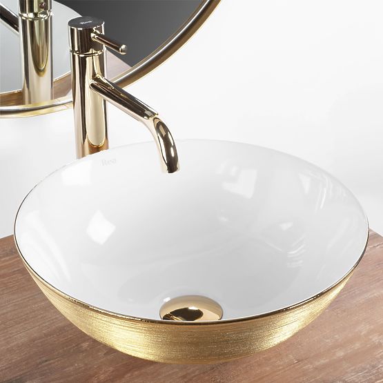 Lavabo senza tempo REA STELLA WHITE GOLD BRUSH