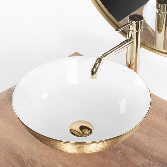 Lavabo senza tempo REA STELLA WHITE GOLD BRUSH