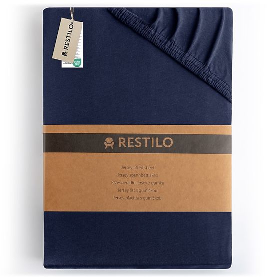 Lenzuolo AMBER colore blu navy stile classico materiale jersey 80-90x200 DecoKing