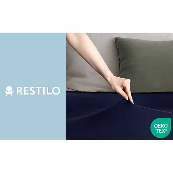 Lenzuolo AMBER colore blu navy stile classico materiale jersey 80-90x200 DecoKing