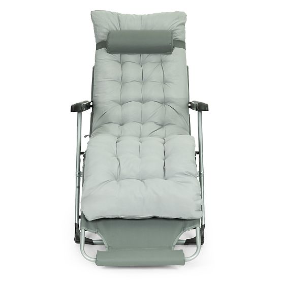 Lettino da giardino 2 in 1 con cuscino e poggiapiedi regolabile grigio MultiGarden