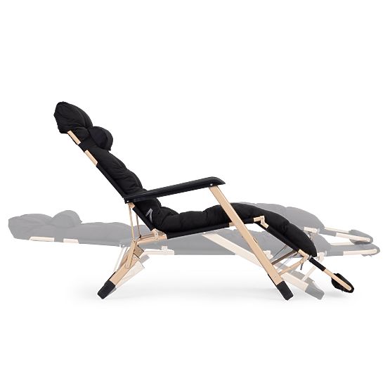 Lettino da giardino 2 in 1 con cuscino, poggiapiedi regolabile, nero, telaio dorato MultiGarden