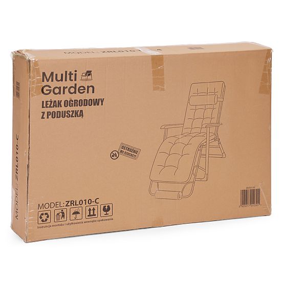 Lettino da giardino 2 in 1 con cuscino, poggiapiedi regolabile, nero, telaio dorato MultiGarden