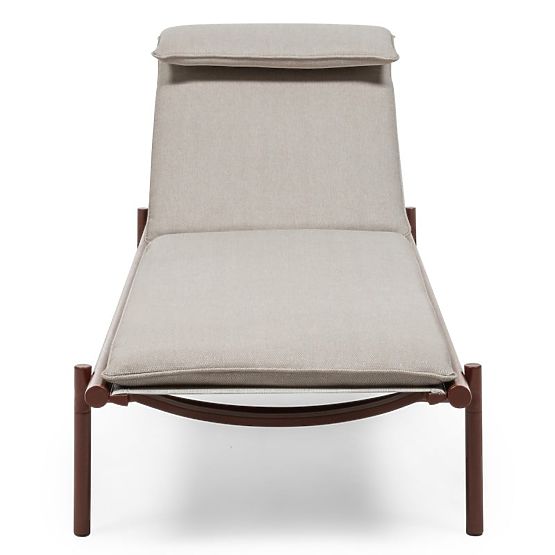 Lettino da giardino Amarello regolabile, in alluminio, beige chiaro/marrone bordeaux