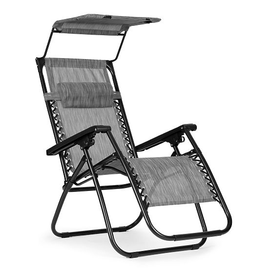 Lettino da giardino con schienale regolabile e tettoia mobile Modernhome - grigio