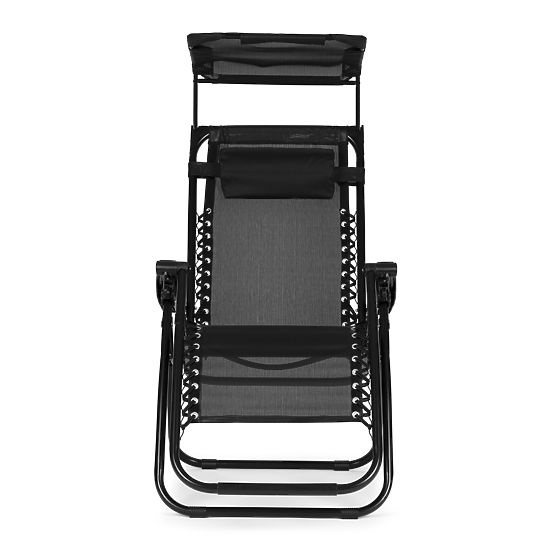 Lettino da giardino con schienale regolabile e tettoia mobile Modernhome - nero