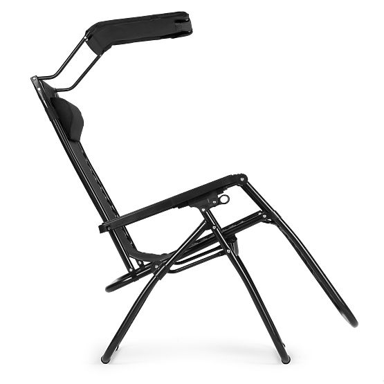 Lettino da giardino con schienale regolabile e tettoia mobile Modernhome - nero