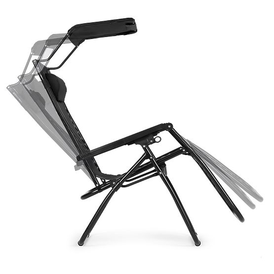 Lettino da giardino con schienale regolabile e tettoia mobile Modernhome - nero