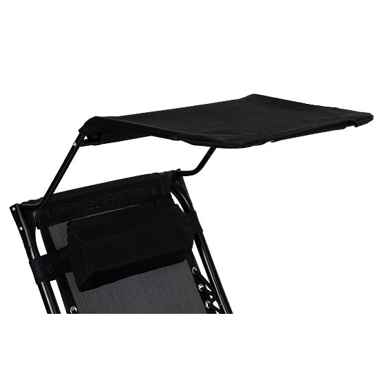 Lettino da giardino con schienale regolabile e tettoia mobile Modernhome - nero