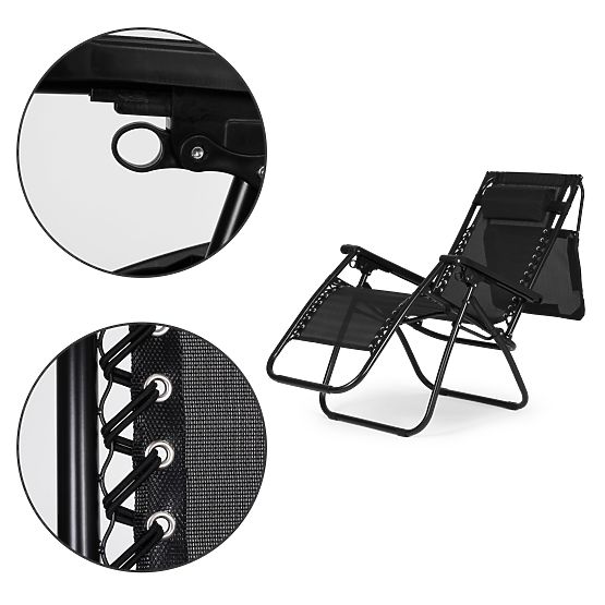 Lettino da giardino con schienale regolabile e tettoia mobile Modernhome - nero