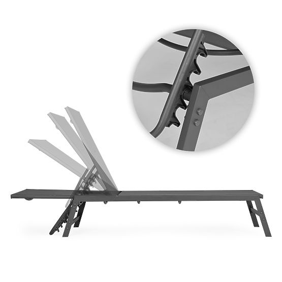 Lettino da giardino con schienale regolabile, struttura in acciaio, grigio MultiGarden