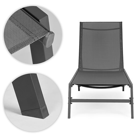 Lettino da giardino con schienale regolabile, struttura in acciaio, grigio MultiGarden