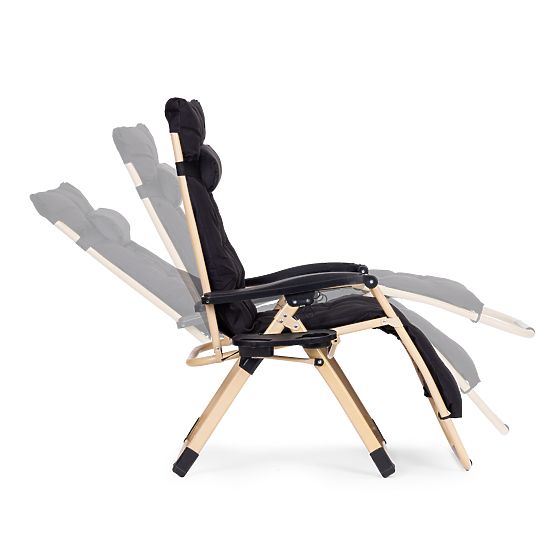 Lettino da giardino da spiaggia con cuscino e schienale regolabile nero cornice dorata MultiGarden