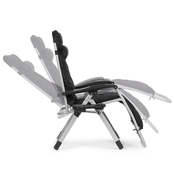 Lettino da giardino da spiaggia con schienale regolabile e cuscino + poggiatesta nero MultiGarden