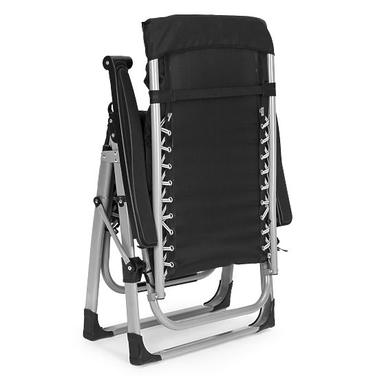 Lettino da giardino da spiaggia con schienale regolabile e cuscino + poggiatesta nero MultiGarden