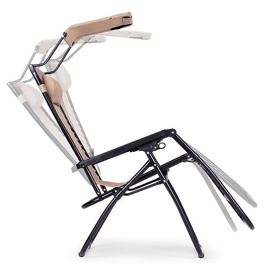 Lettino da giardino da spiaggia con schienale regolabile e tettoia mobile Modernhome - beige