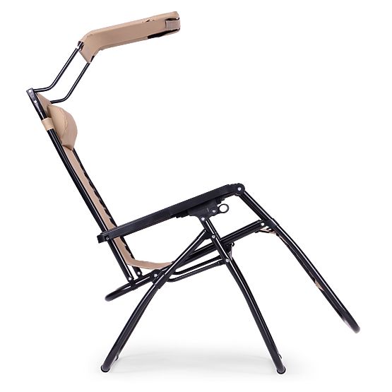 Lettino da giardino da spiaggia con schienale regolabile e tettoia mobile Modernhome - beige