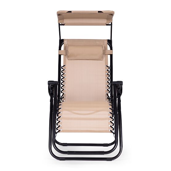 Lettino da giardino da spiaggia con schienale regolabile e tettoia mobile Modernhome - beige