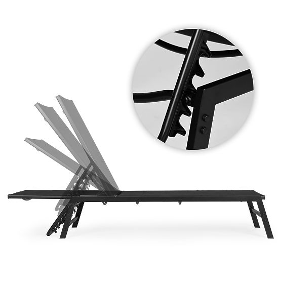 Lettino da giardino da spiaggia con schienale regolabile, struttura in acciaio, nero MultiGarden