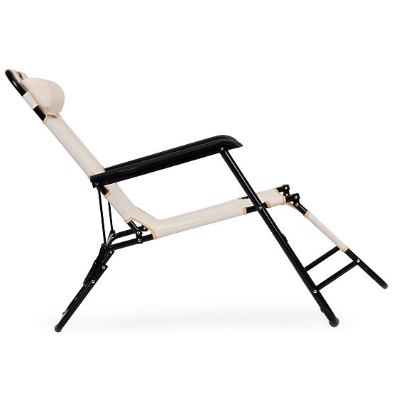 Lettino da giardino pieghevole con poggiatesta struttura beige