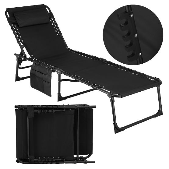 Lettino da giardino pieghevole regolabile FENIKS nero