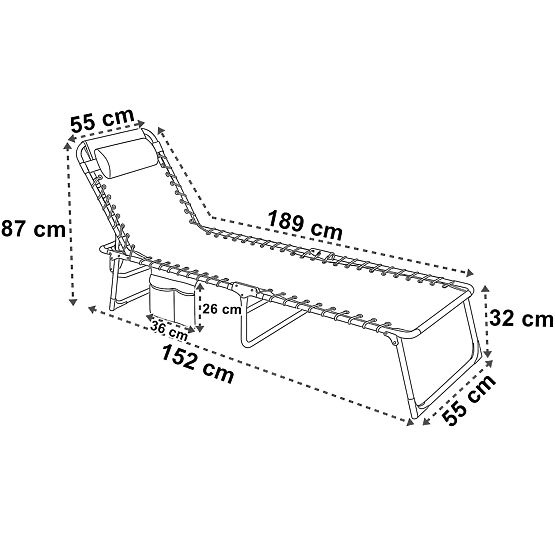 Lettino da giardino pieghevole regolabile FENIKS nero
