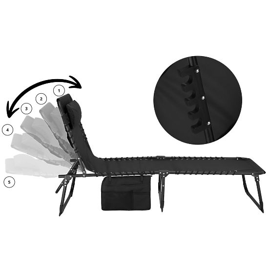 Lettino da giardino pieghevole regolabile FENIKS nero