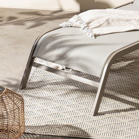 Lettino da giardino Sandy regolabile, grigio chiaro/beige