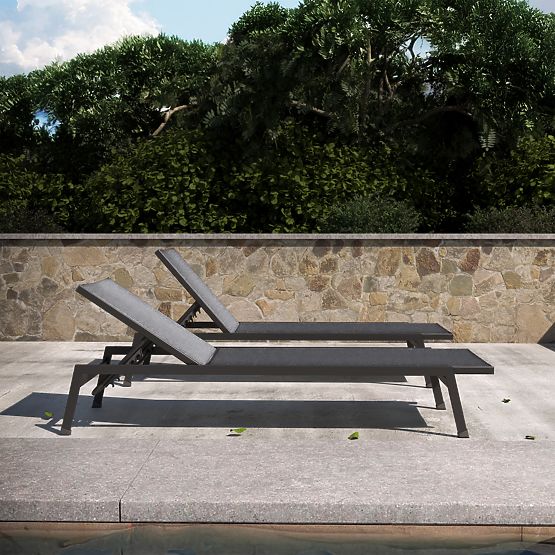 Lettino da giardino Shelly regolabile, in alluminio, grafite
