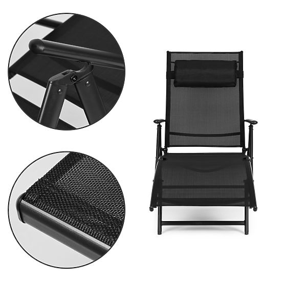 Lettino da spiaggia pieghevole da giardino con schienale regolabile, struttura in acciaio ModernHome