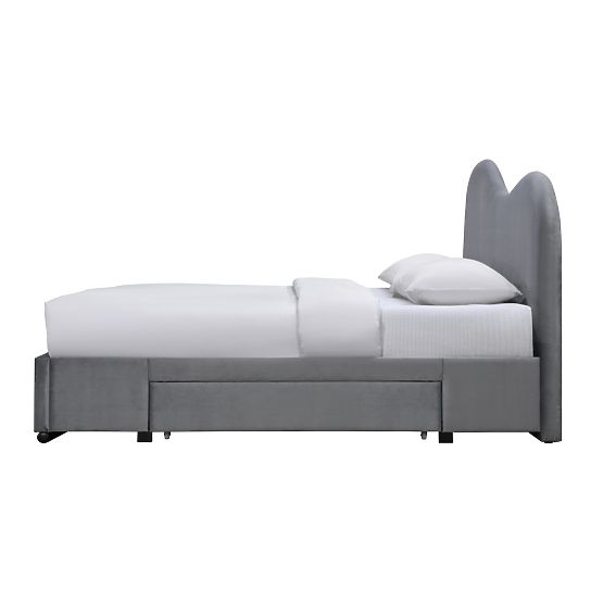 Letto AMBER 160 con cassetti in velluto grigio (3p=1pz)