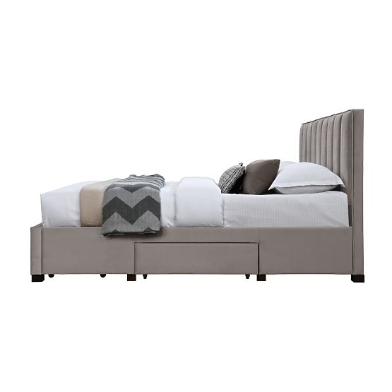 Letto GRACE 160 con cassetti in velluto beige (3p=1ks)