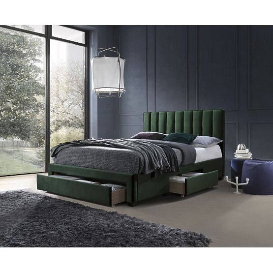 Letto imbottito 160x200 LUSIA - Verde scuro