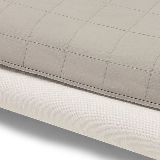 Letto imbottito Booli 140x200 cm, con rete, gambe sferiche, beige chiaro