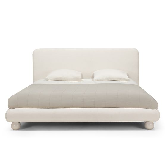 Letto imbottito Booli 160x200 cm, con rete, gambe a sfera, beige chiaro
