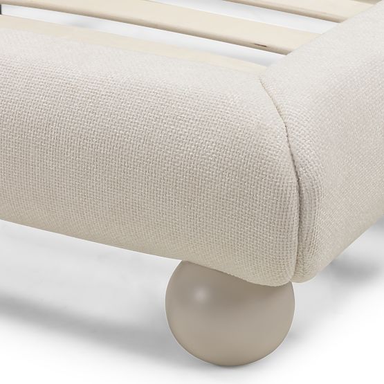 Letto imbottito Booli 160x200 cm, con rete, gambe a sfera, beige chiaro