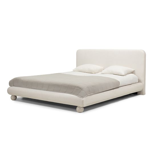 Letto imbottito Booli 160x200 cm, con rete, gambe a sfera, beige chiaro