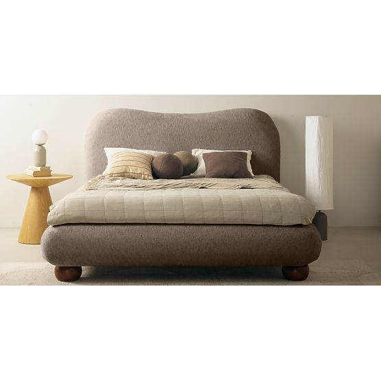Letto imbottito Bowee 160x200 cm, con rete, grigio, gambe a sfera