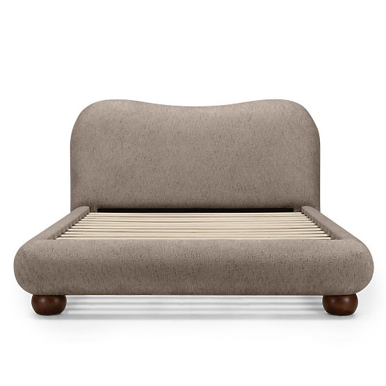 Letto imbottito Bowee 160x200 cm, con rete, grigio, gambe a sfera