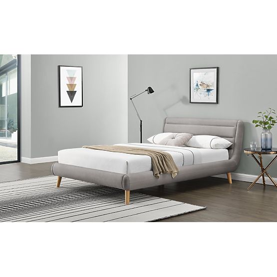 Letto imbottito ELANDA 160X200 cm - grigio chiaro