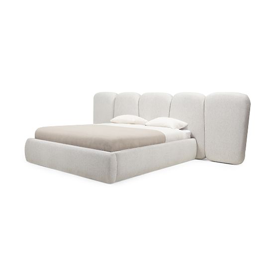Letto imbottito Fencee 160x200 cm, con rete, arrotondato, beige chiaro