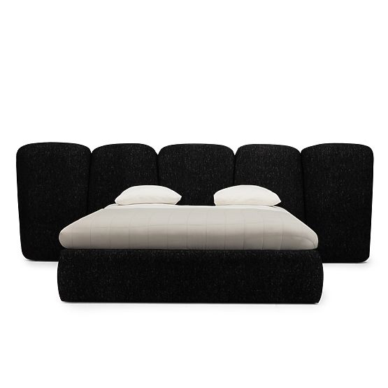Letto imbottito Fencee 160x200 cm, con rete, arrotondato, nero