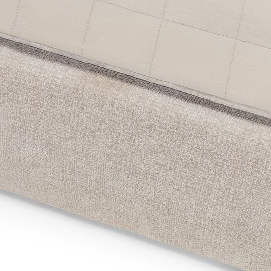 Letto imbottito Luno 140x200 cm, con rete e spazio contenitivo, beige chiaro, arrotondato
