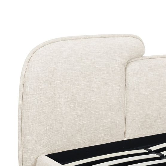 Letto imbottito Nestia 160x200 cm, con rete e spazio di stoccaggio, beige chiaro, arrotondato