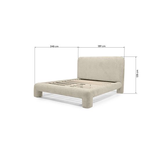 Letto imbottito Rolly 160x200 cm, con rete, arrotondato, grigio chiaro