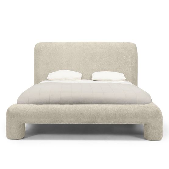 Letto imbottito Rolly 160x200 cm, con rete, arrotondato, grigio chiaro