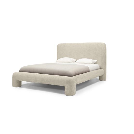 Letto imbottito Rolly 160x200 cm, con rete, arrotondato, grigio chiaro