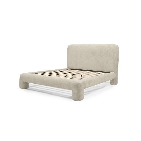 Letto imbottito Rolly 160x200 cm, con rete, arrotondato, grigio chiaro