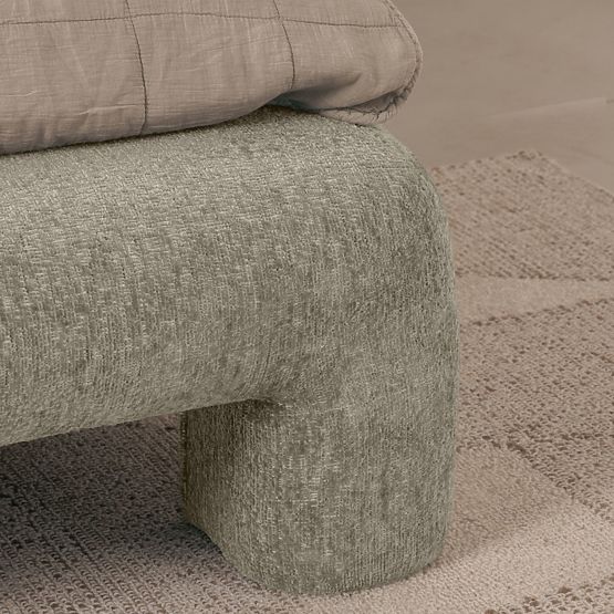 Letto imbottito Rolly 160x200 cm, con rete, arrotondato, grigio chiaro